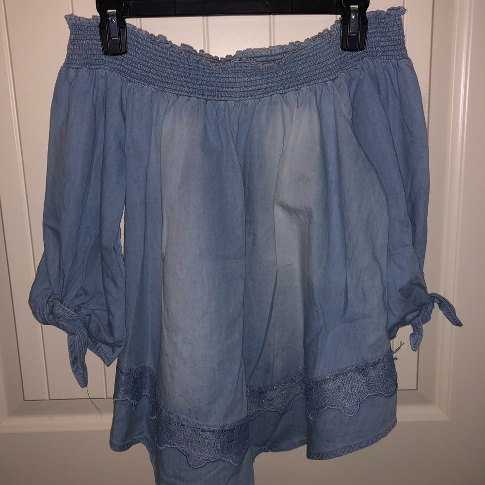 Coco + Jaimeson Off The Shoulder Demin Top